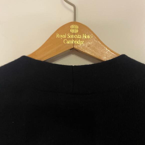 Nordstrom Long Black Wool Blend Open Cardigan Sweater MedTeacher Quiet Luxury - Picture 11 of 15